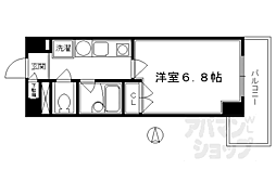 パインフィールド壬生 1Kの間取図画像