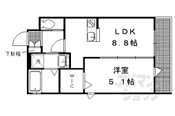 クレスト烏丸松原 1LDKの間取図画像