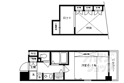 エステムコート京都烏丸2 1Kの間取図画像