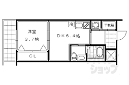 RAN-NIJO 1DKの間取図画像