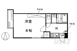 アークリード三十三間堂 1Kの間取図画像
