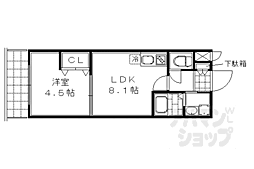 レジデンス二条洛中庵 1LDKの間取図画像