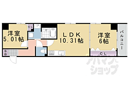 間之町御池レジデンス 2LDKの間取図画像