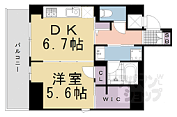 シャーメゾン御幸町御池 1DKの間取図画像