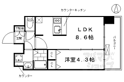 プレサンスTHEKYOTO彩美 1LDKの間取図画像