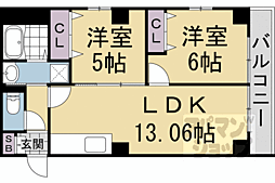 二条城東レジデンス 2LDKの間取図画像