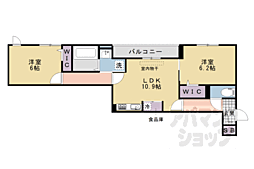 京都市中京区西ノ京池ノ内町アパート 2LDKの間取図画像