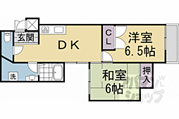 阪急京都本線 桂駅 徒歩19分の賃貸マンション 3階2DKの間取り