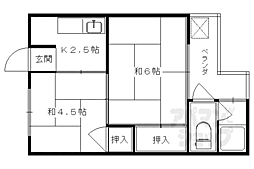 コーポ三谷 2階2Kの間取り