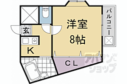 阪急京都本線 桂駅 徒歩7分の賃貸マンション 3階1Kの間取り