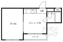 ヴィラトレスチコ 3階1DKの間取り