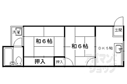 御陵ハイツ 2DKの間取図画像