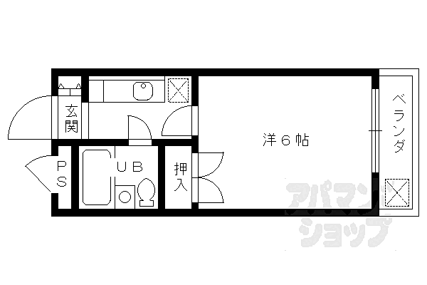 ハイライフ嵯峨 205｜京都府京都市右京区嵯峨広沢南下馬野町(賃貸マンション1K・2階・19.00㎡)の写真 その2