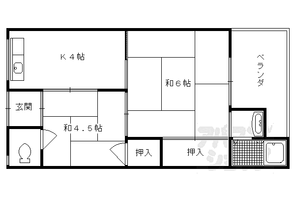 罧原荘 C-11｜京都府京都市右京区梅津罧原町(賃貸アパート2K・2階・30.00㎡)の写真 その2