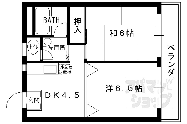 レジデンスオザック 208｜京都府京都市右京区西院下花田町(賃貸マンション2DK・2階・40.02㎡)の写真 その2