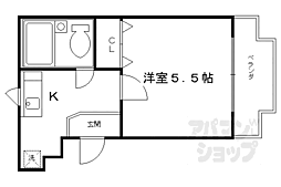 シャトレー藤井 2階1Kの間取り