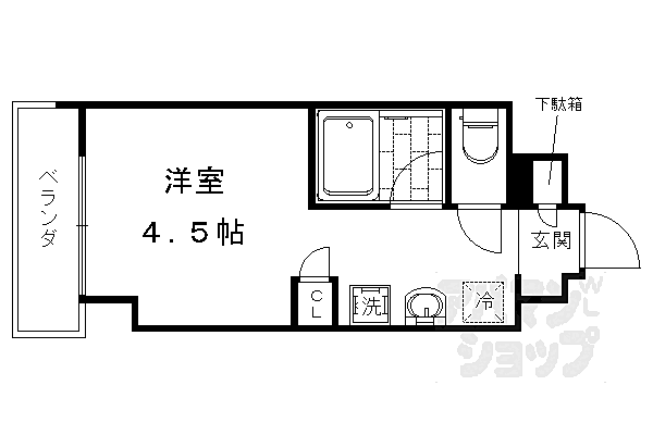 キャンパスヴィレッジ京都西京極 407｜京都府京都市右京区西京極北大入町(賃貸マンション1R・4階・15.78㎡)の写真 その2