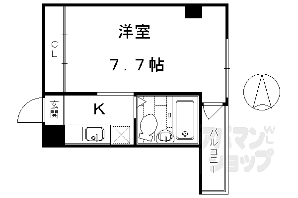 京都府京都市下京区都市町(賃貸マンション1K・3階・21.79㎡)の写真 その2