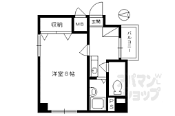 京都地下鉄東西線 二条駅 徒歩4分の賃貸マンション 3階1Kの間取り