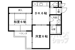阪急京都本線 桂駅 徒歩19分の賃貸マンション 2階2DKの間取り