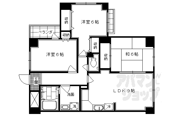 カリオン大町 308｜京都府京都市右京区常盤一ノ井町(賃貸マンション3LDK・3階・67.92㎡)の写真 その2