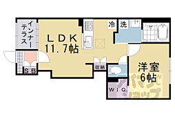 阪急京都本線 桂駅 徒歩12分の賃貸アパート 1階1LDKの間取り