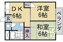 阪急京都本線 桂駅 徒歩18分の賃貸アパート 2階2DKの間取り