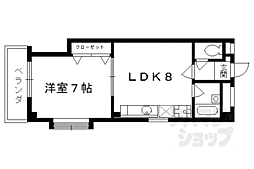 京都市営烏丸線 十条駅 徒歩14分の賃貸マンション 5階1LDKの間取り