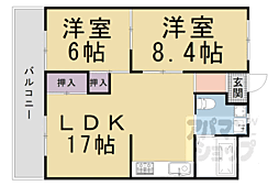 阪急嵐山線 松尾大社駅 徒歩4分の賃貸マンション 1階2LDKの間取り