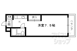 ヴィラトリアン 3階1Kの間取り