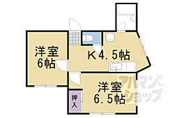 阪急嵐山線 上桂駅 徒歩10分の賃貸マンション 1階2Kの間取り