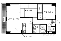 グランドゥール太秦 1階2LDKの間取り