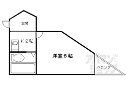 阪急京都本線 桂駅 徒歩8分の賃貸マンション 1階1Kの間取り