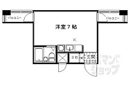 朝日プラザ三条口 3階ワンルームの間取り