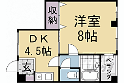 阪急京都本線 桂駅 徒歩7分の賃貸マンション 2階1DKの間取り