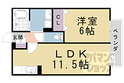 阪急京都本線 桂駅 徒歩25分の賃貸アパート 2階1LDKの間取り
