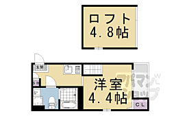 近鉄京都線 十条駅 徒歩10分の賃貸アパート 2階1Kの間取り