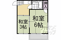 阪急京都本線 桂駅 徒歩14分の賃貸アパート 1階2Kの間取り