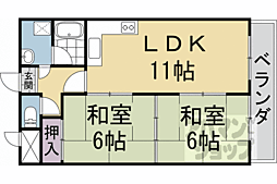 阪急嵐山線 上桂駅 徒歩15分の賃貸マンション 4階2LDKの間取り