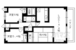阪急嵐山線 上桂駅 徒歩14分の賃貸マンション 3階3LDKの間取り