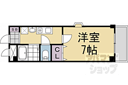 京都市営烏丸線 五条駅 徒歩13分の賃貸マンション 2階1Kの間取り