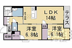 シャーメゾン　西ノ京 1階2LDKの間取り