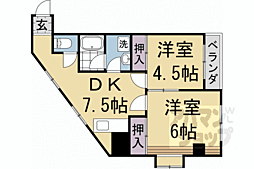 近鉄京都線 東寺駅 徒歩7分の賃貸マンション 3階2DKの間取り
