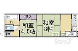 藤ノ木アパート 2階2Kの間取り