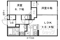 Ｂｎｅｘｔ　嵯峨 1階2LDKの間取り
