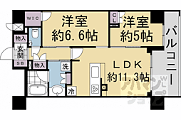 京都市営烏丸線 四条駅 徒歩6分の賃貸マンション 6階2LDKの間取り