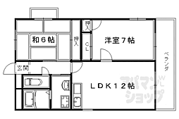 阪急京都本線 桂駅 徒歩22分の賃貸マンション 3階2LDKの間取り