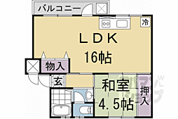 阪急京都本線 洛西口駅 徒歩22分の賃貸マンション 1階1LDKの間取り