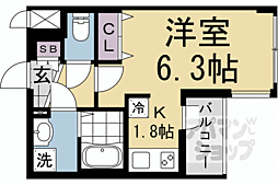 JR東海道・山陽本線 西大路駅 徒歩15分の賃貸マンション 2階1Kの間取り