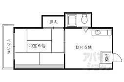 グランディール嵯峨 2階2Kの間取り